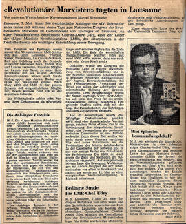 Tages Anzeiger -  "Revolutionäre Marxisten" tagten in Lausanne