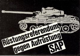 Affiche (?) en faveur de l'initiative 'demandant le droit de référendum en matière de dépenses militaires' - SAP